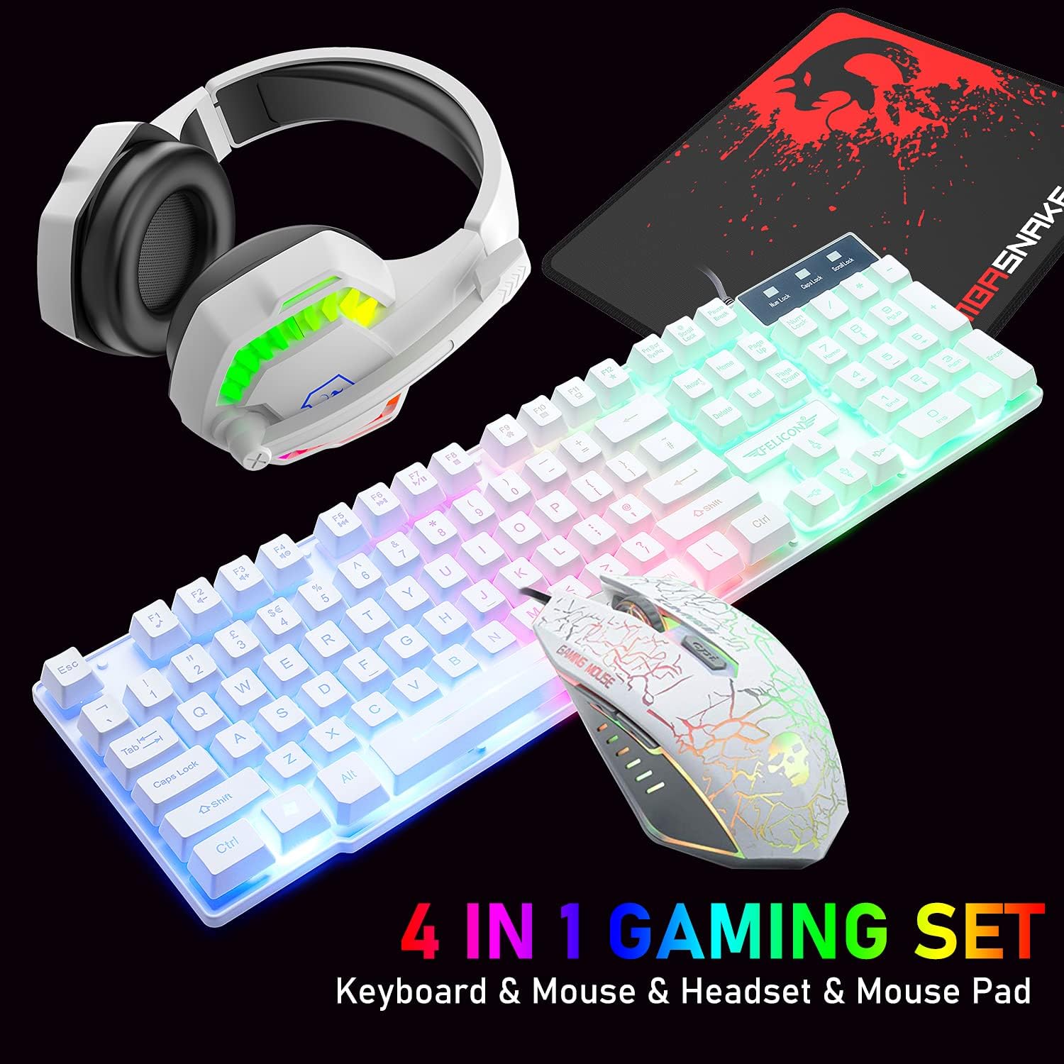 Gaming Keyboard Mouse Combo - MAMBASNAKE T11 UK 100% Gaming Keyboard&Mouse&Headset&Mouse