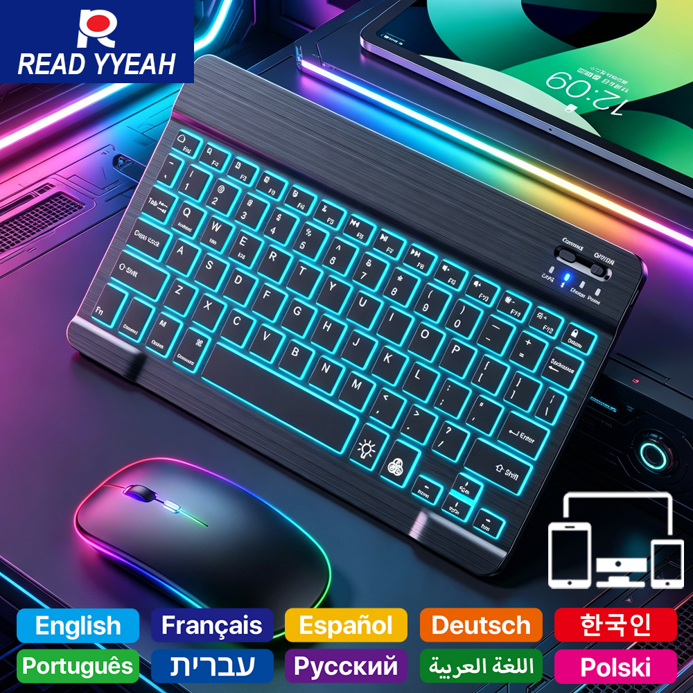 Gaming Keyboard Mouse Combo - READ YYEAH RGB Backlit Bluetooth Keyboard