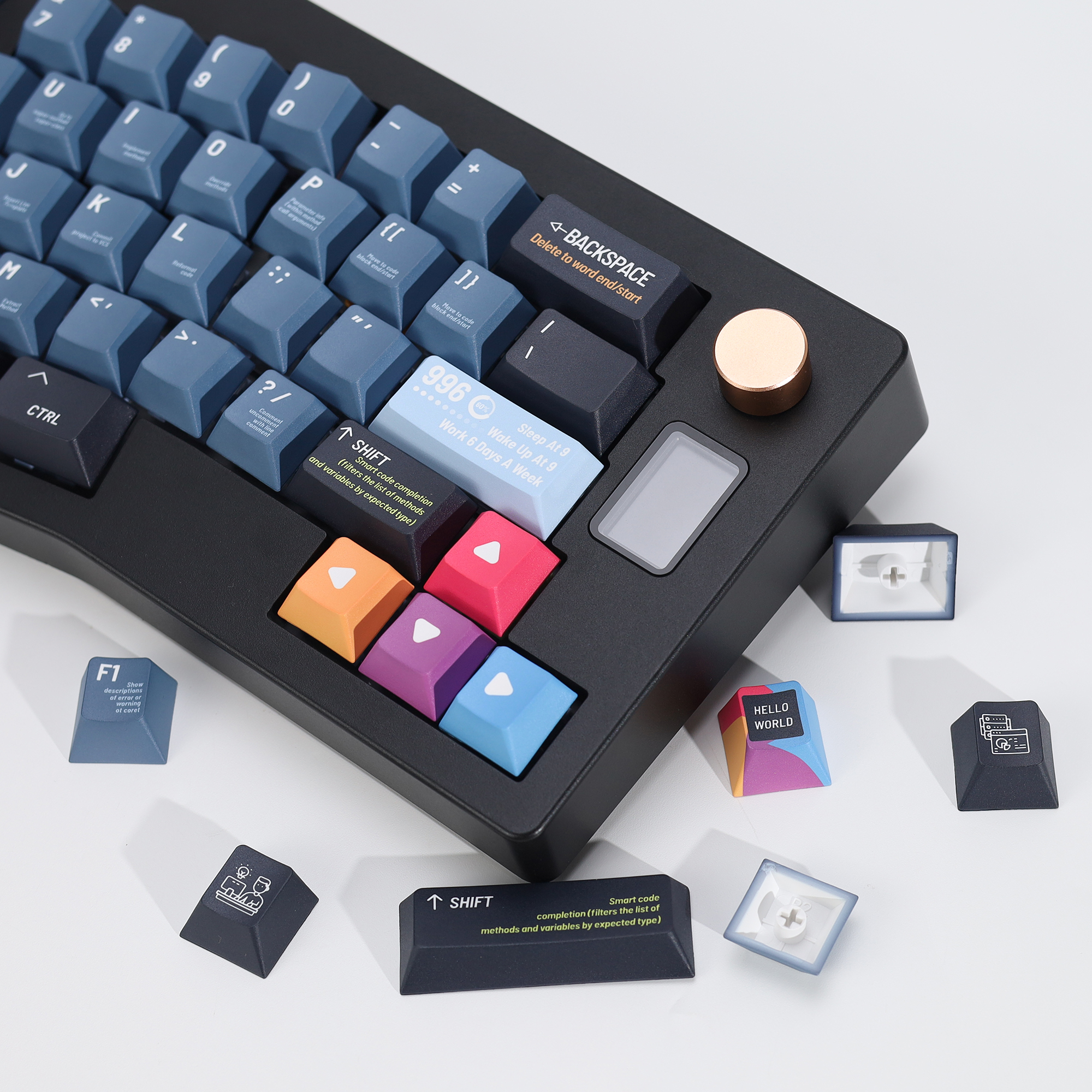 Keyboard Gaming Black - KBDiy Black Programmer Keycap Retro Cherry