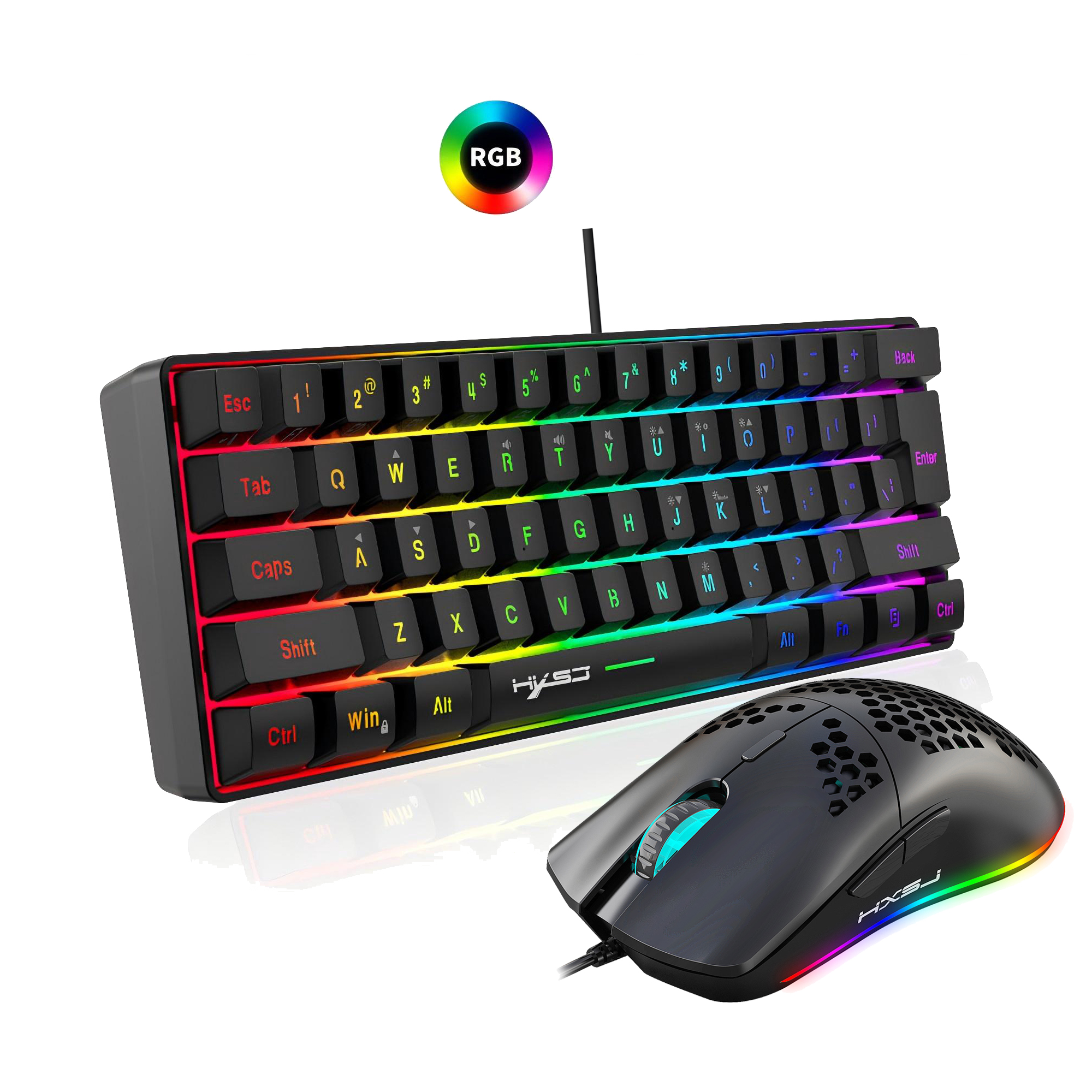 Hot selling HXSJ 61 keys V700  - Gaming Keyboard Mouse Combo ulasan dan harga
