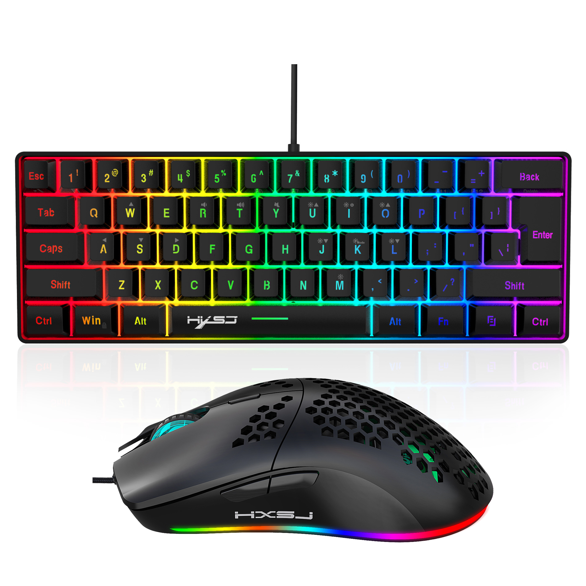 Hot selling HXSJ 61 keys V700  - Gaming Keyboard Mouse Combo ulasan dan harga