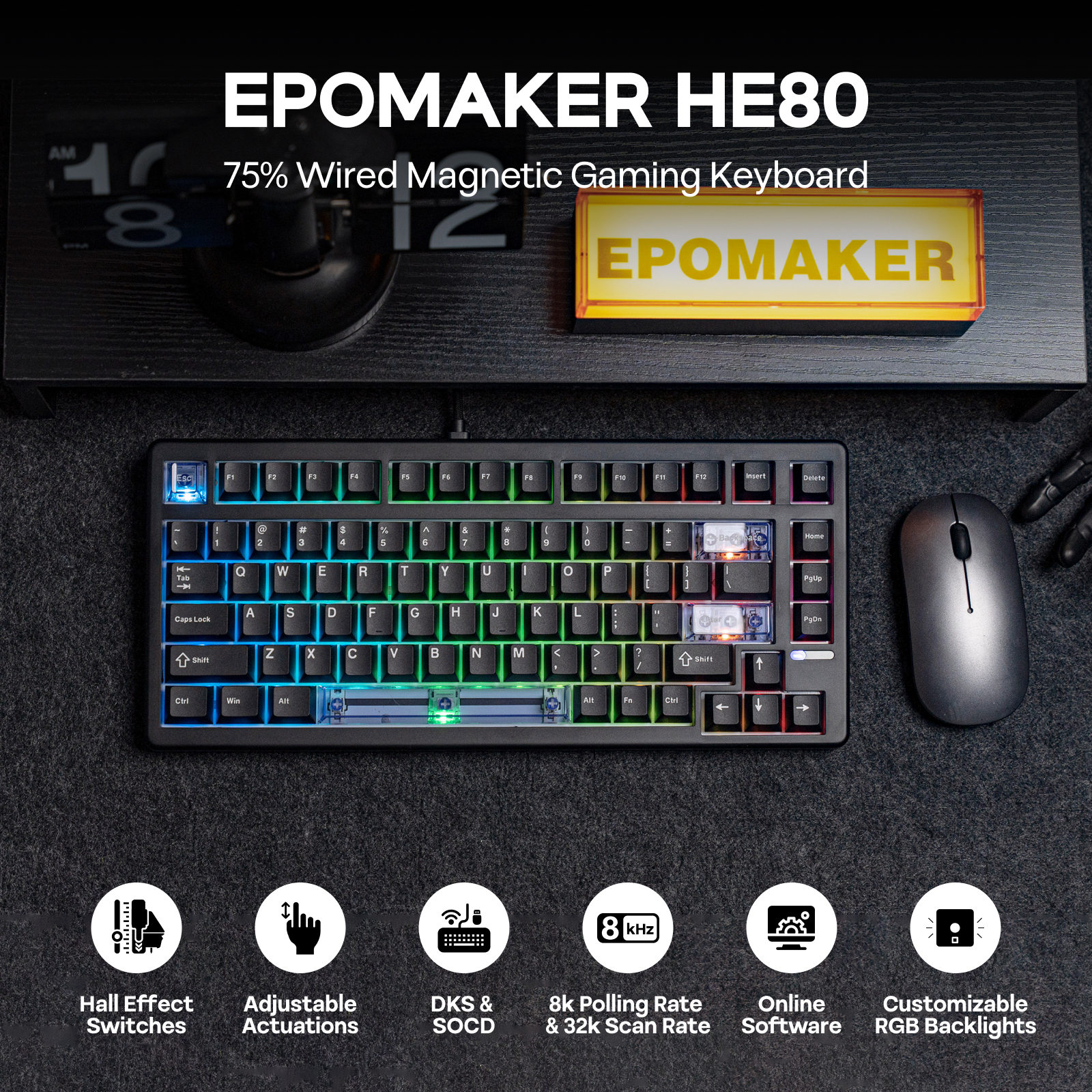 EPOMAKER HE80 75% US QWERTY La - Gaming Keyboard Expensive ulasan dan harga