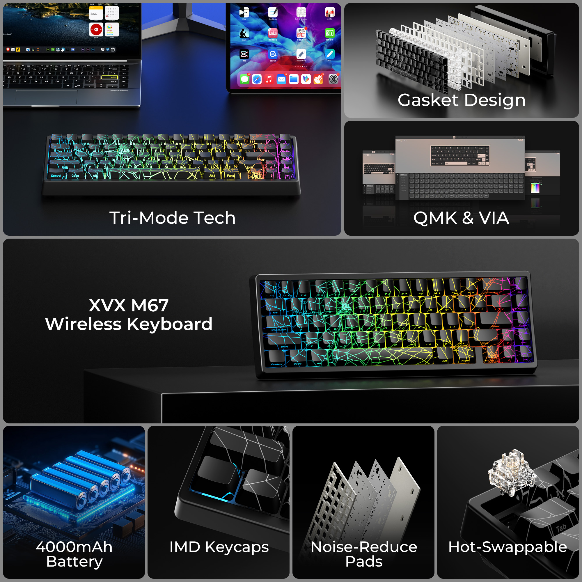 XVX M67 60% Percent Keyboard W - Gaming Keyboard Thocky ulasan dan harga