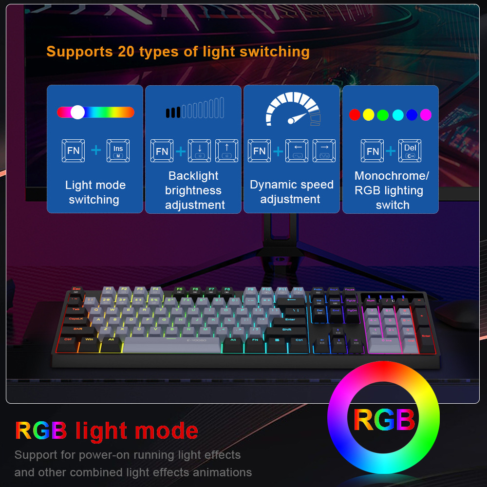 E-YOOSO Z14 RGB USB Mechanical - Gaming Keyboard E Yooso ulasan dan harga