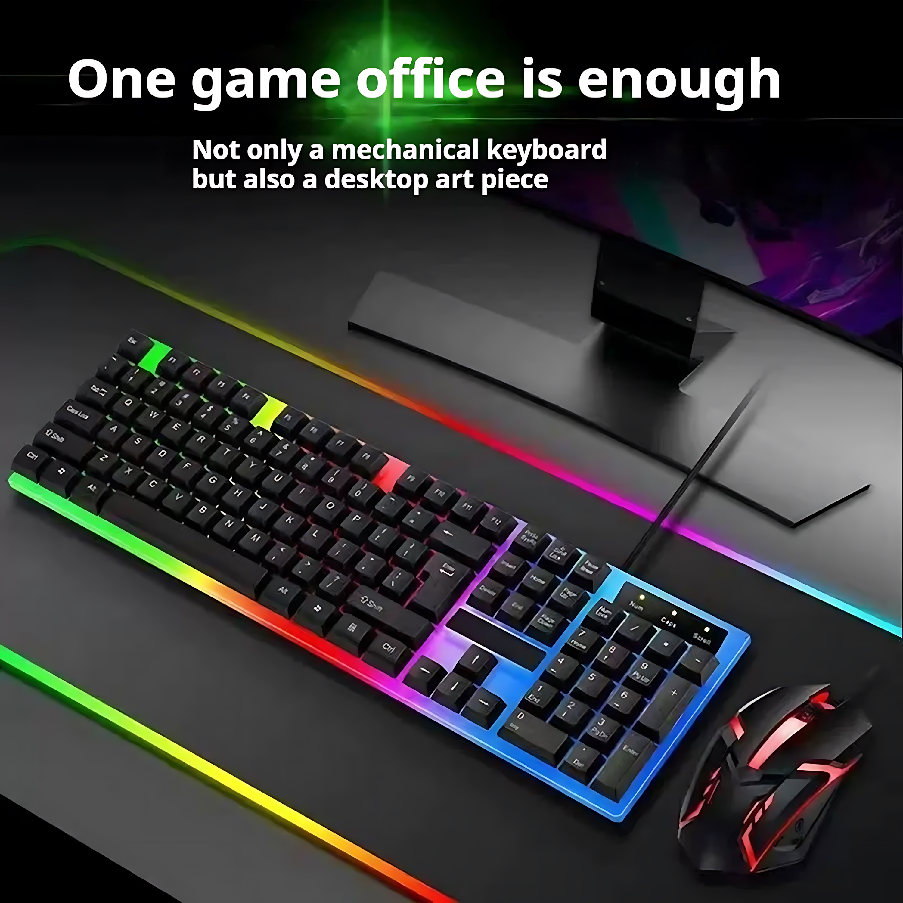 Rainbow Backlit Wired Keyboard - Gaming Keyboard Mouse Combo ulasan dan harga