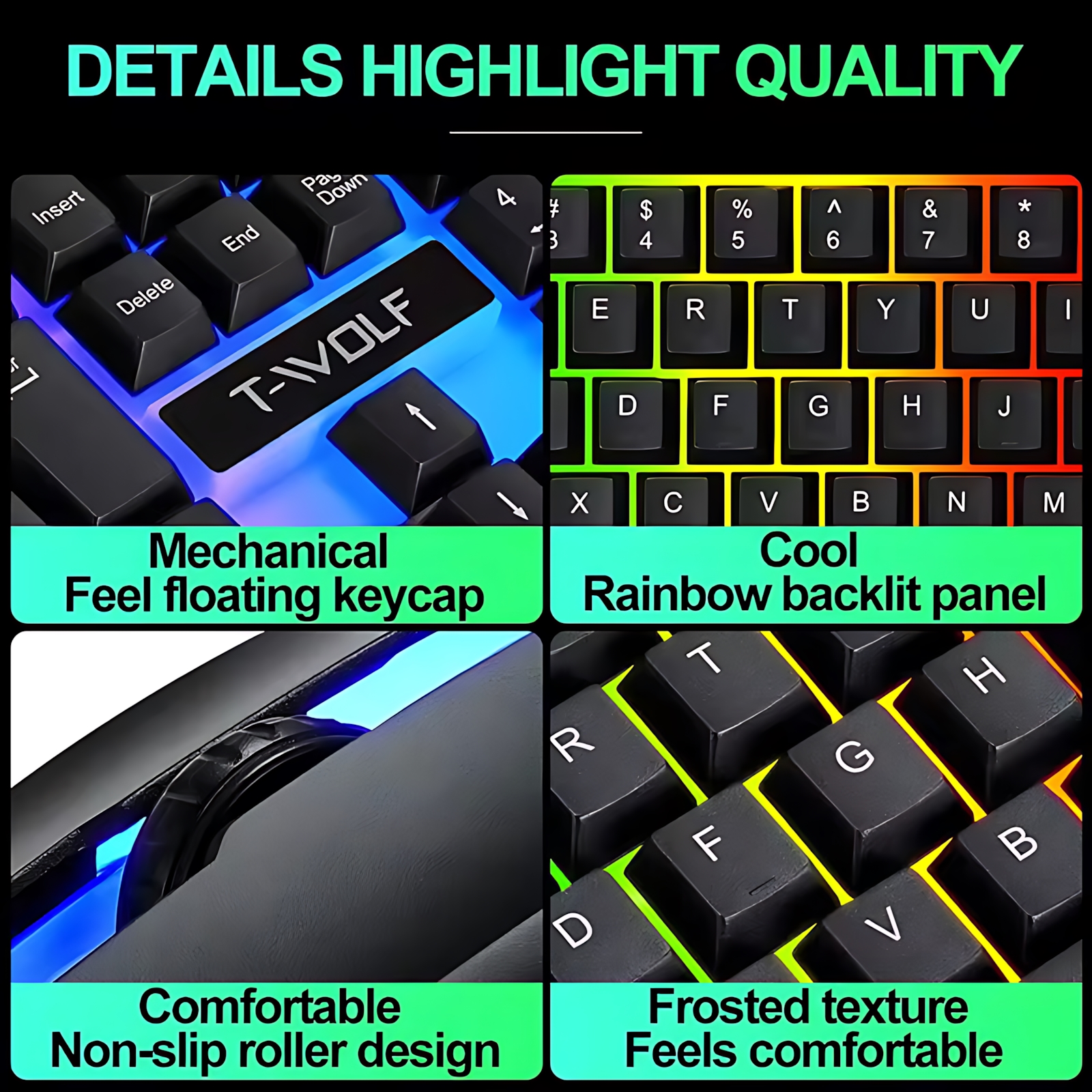 Rainbow Backlit Wired Keyboard - Gaming Keyboard Mouse Combo ulasan dan harga