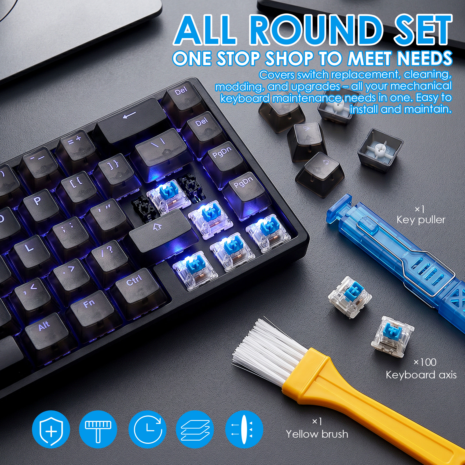 100Pack Clear RGB Backlight Me - Keyboard Gaming Blue Switch ulasan dan harga