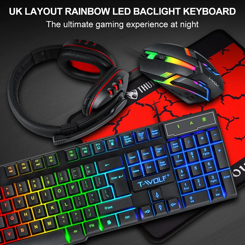 T-WOLF Game Four Piece TF800 I - Gaming Keyboard Mouse Combo ulasan dan harga
