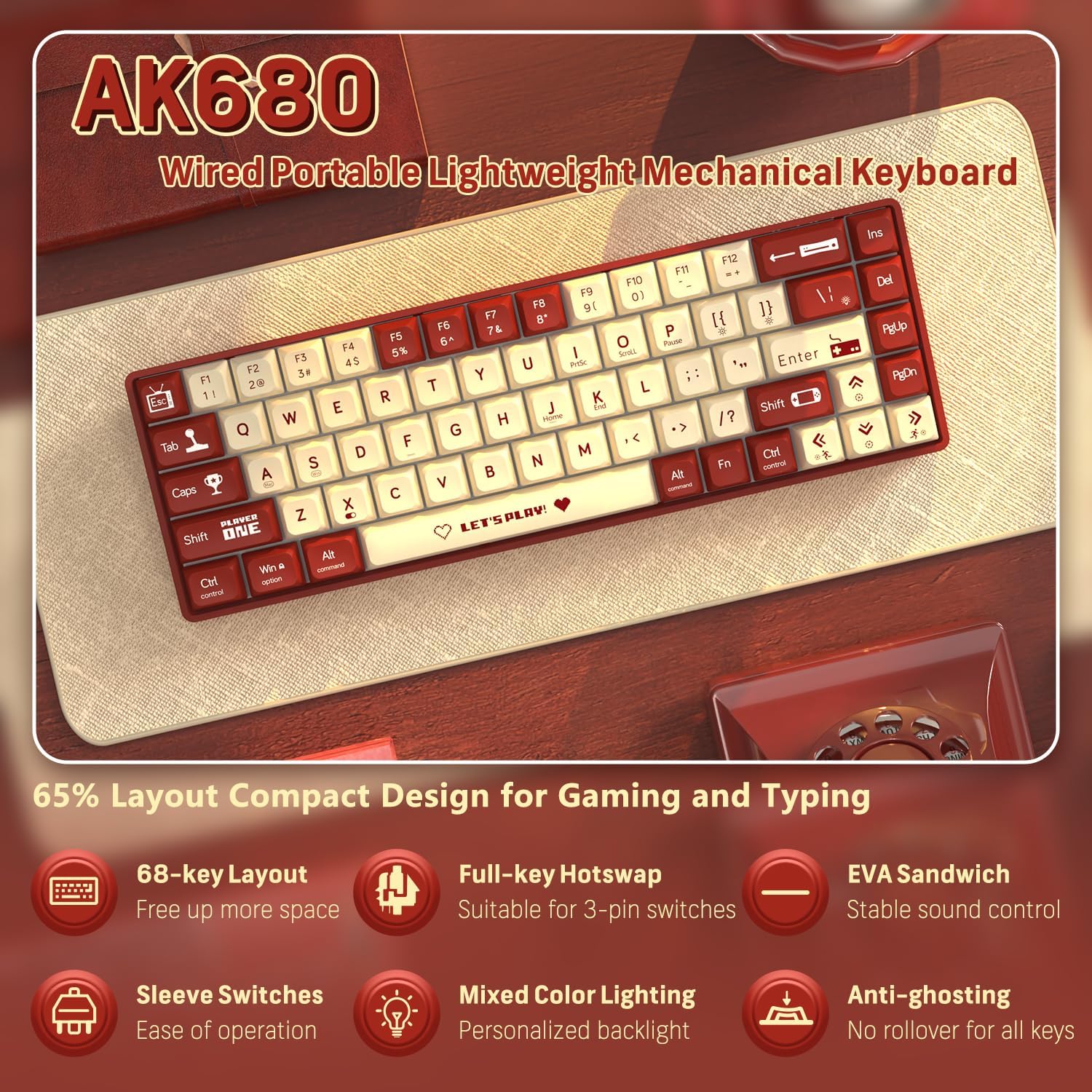 MAMBASNAKE x ATTACK SHARK AK68 - Gaming Keyboard Blue ulasan dan harga