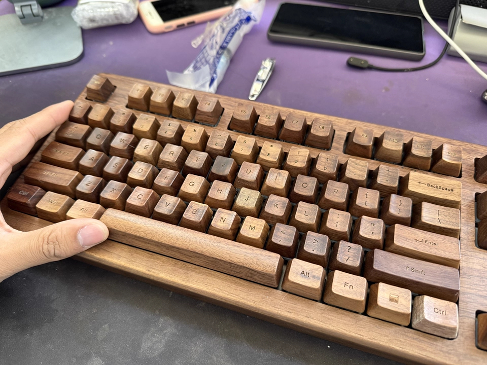 Black Walnut Keycaps Custom Wo - Keyboard Gaming Black ulasan dan harga