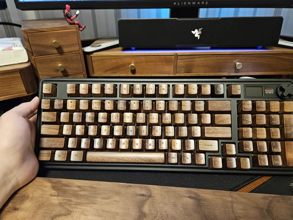 Black Walnut Keycaps Custom Wo - Keyboard Gaming Black ulasan dan harga