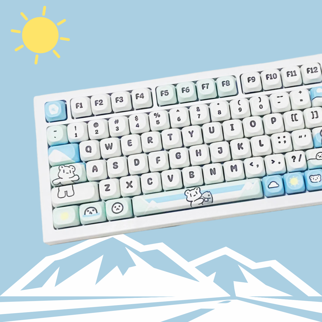 Cute Glacier Bear Blue and Whi - Gaming Keyboard Blue ulasan dan harga