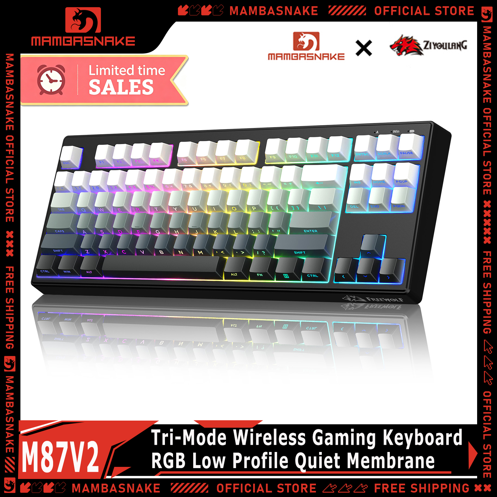 ZIYOULANG M87V2 87 Keys Tri-Mo - Gaming Keyboard That Is Quiet ulasan dan harga