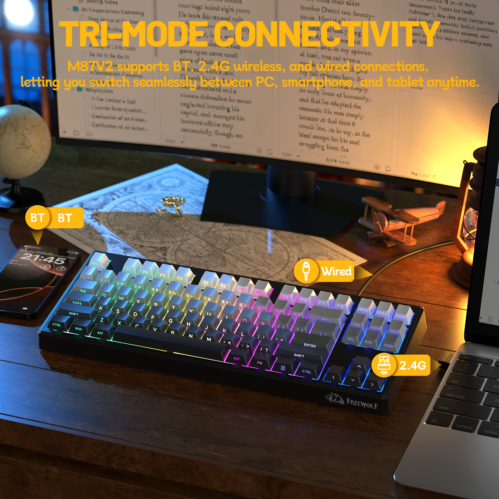 ZIYOULANG M87V2 87 Keys Tri-Mo - Gaming Keyboard That Is Quiet ulasan dan harga