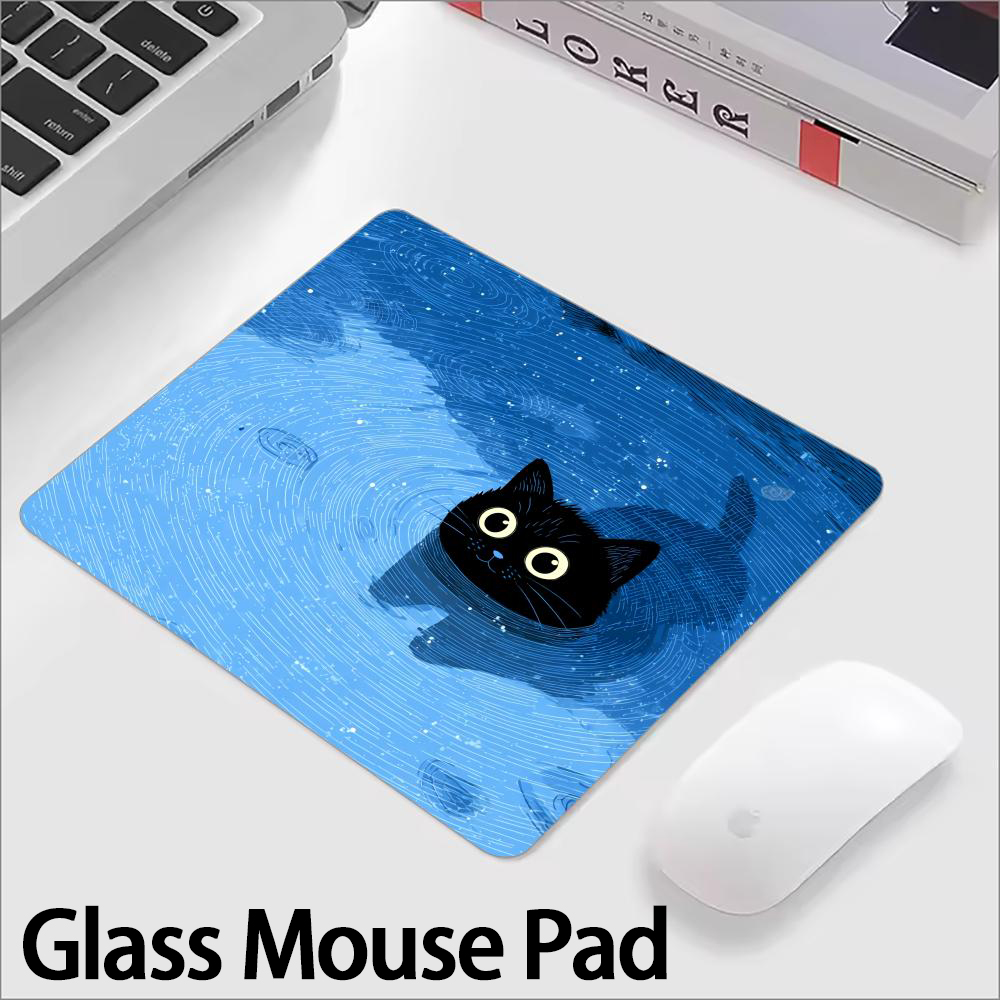 Cute Black Cat Glass Mouse Pad - Keyboard Gaming Black ulasan dan harga