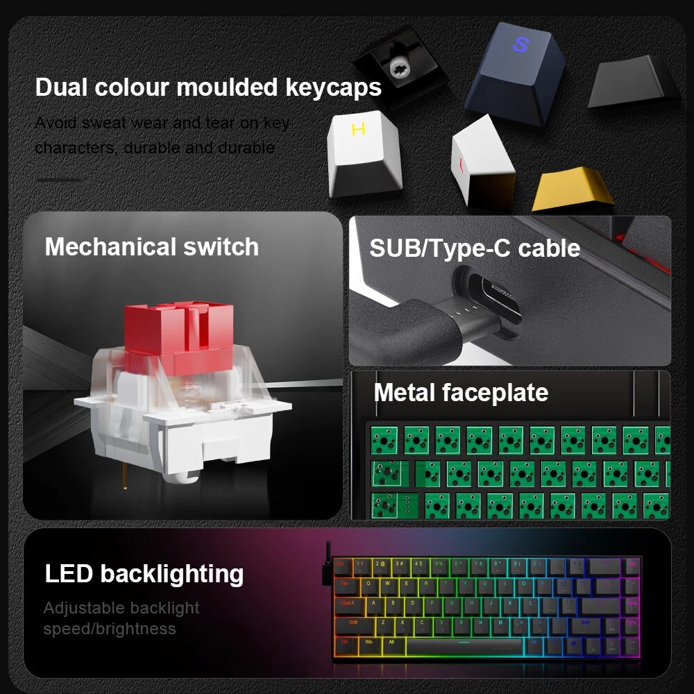 E-YOOSO Z686 RGB USB 60% Mini  - Gaming Keyboard E Yooso ulasan dan harga