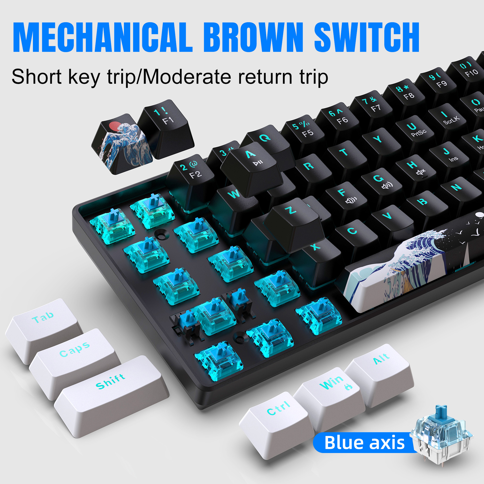 60% Mechanical Keyboard, Gamin - Keyboard Gaming Blue Switch ulasan dan harga