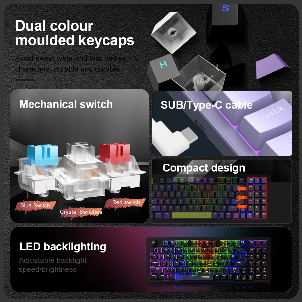 E-YOOSO Z94 USB Mechanical Gam - Gaming Keyboard Budget ulasan dan harga