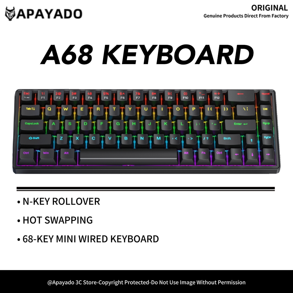 A68 Mini Mechanical Keyboard,A - Gaming Keyboard Budget ulasan dan harga