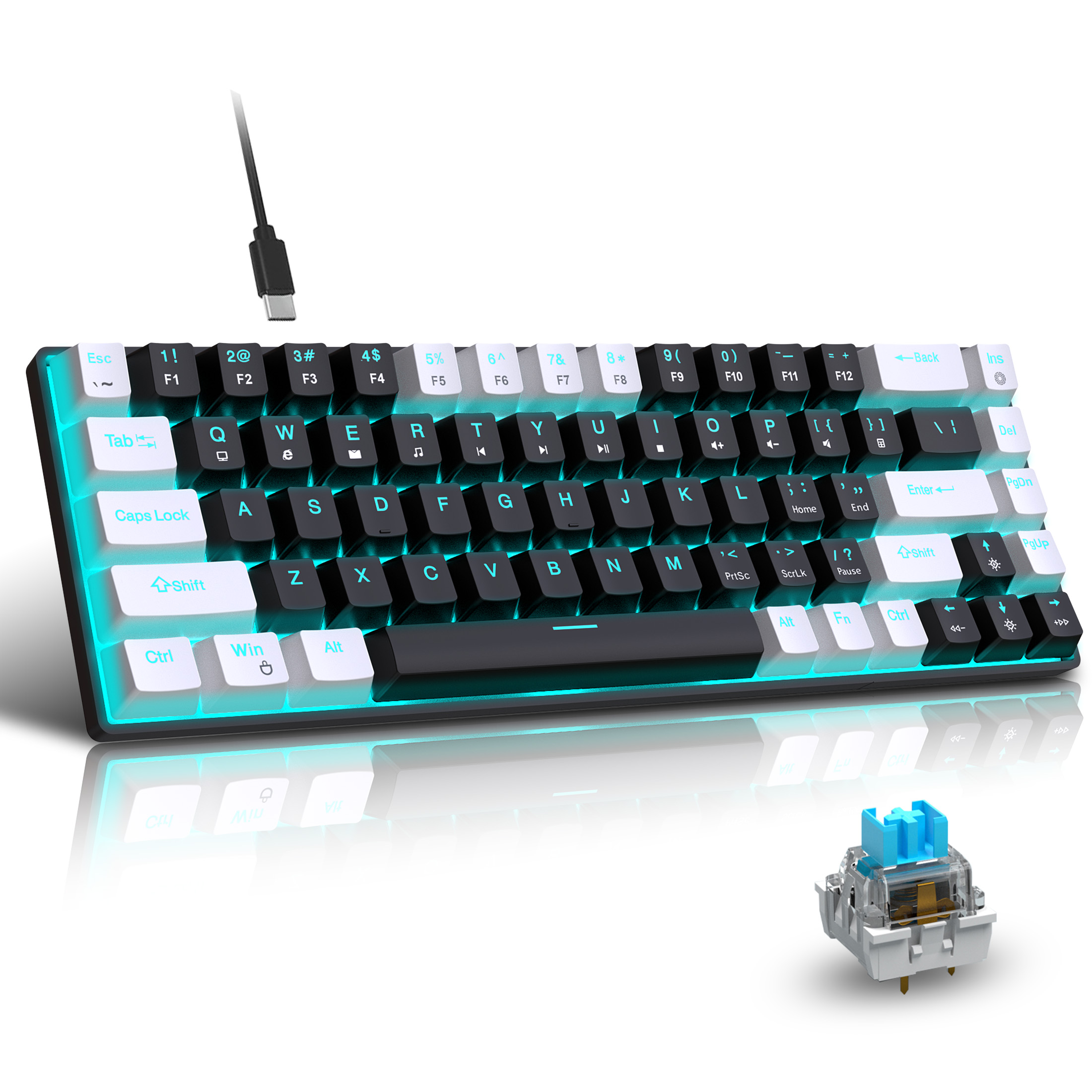 Hot sale HXSJ V800 68 key wire - Keyboard Gaming Blue Switch ulasan dan harga