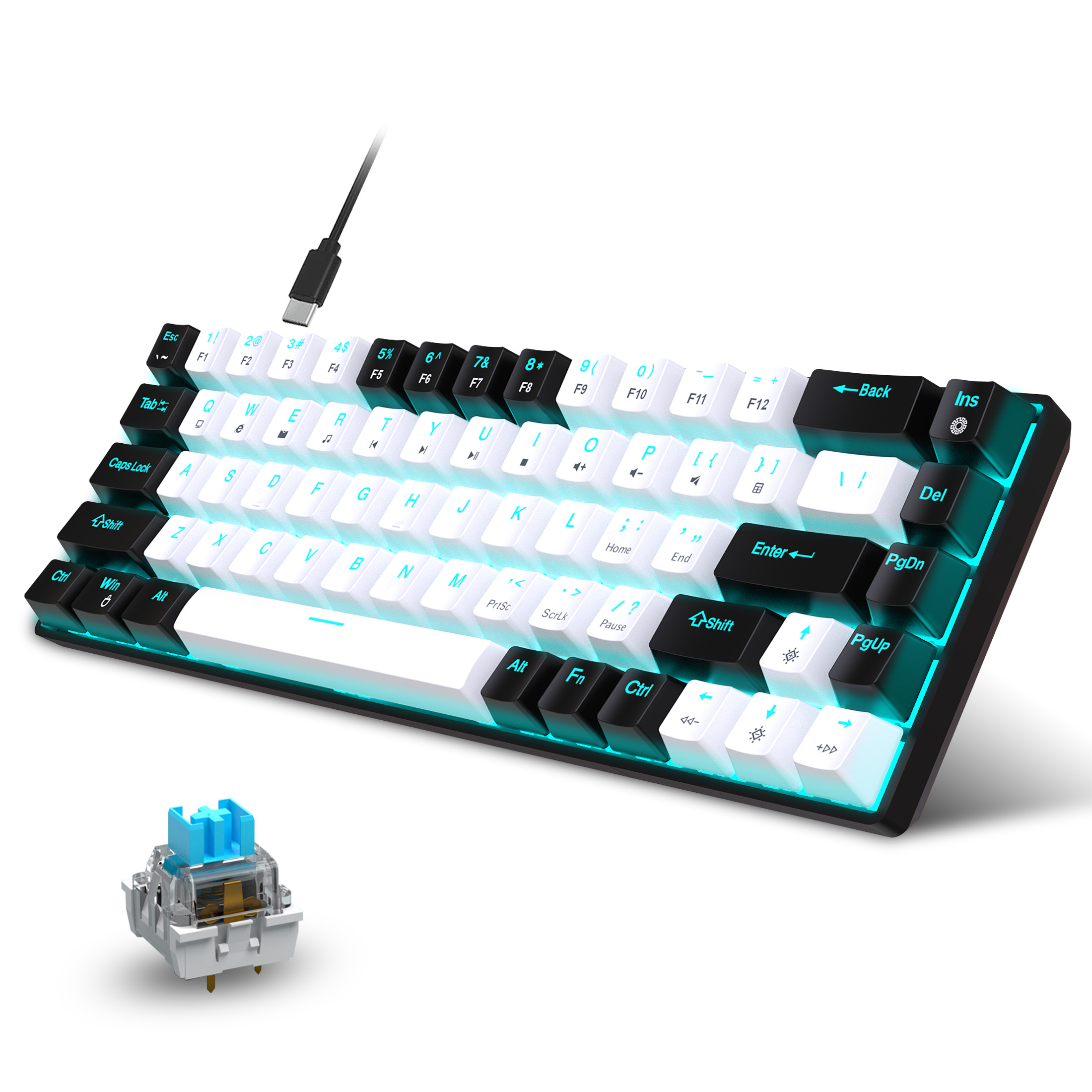 Hot sale HXSJ V800 68 key wire - Keyboard Gaming Blue Switch ulasan dan harga