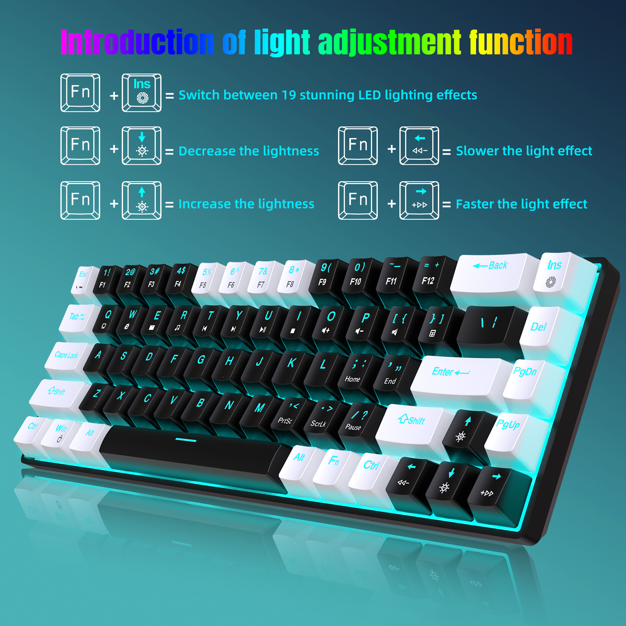 Hot sale HXSJ V800 68 key wire - Keyboard Gaming Blue Switch ulasan dan harga